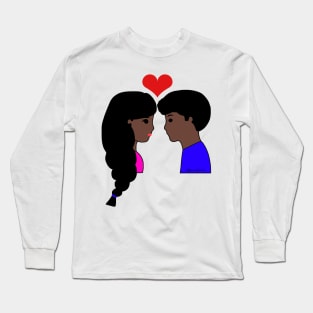 Cute Couple Dark Skin Tone Long Sleeve T-Shirt